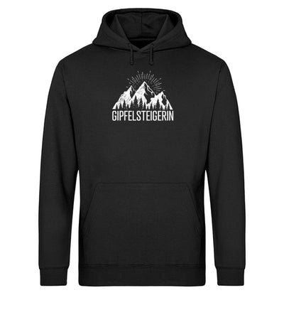 Die Gipfelsteigerin - Unisex Organic Hoodie berge klettern wandern Schwarz