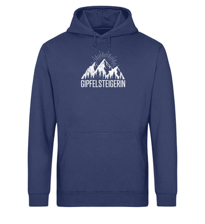 Die Gipfelsteigerin - Unisex Organic Hoodie berge klettern wandern Navyblau