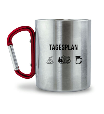 Tagesplan Kaffee, Camping und Bier - Karabiner Tasse camping