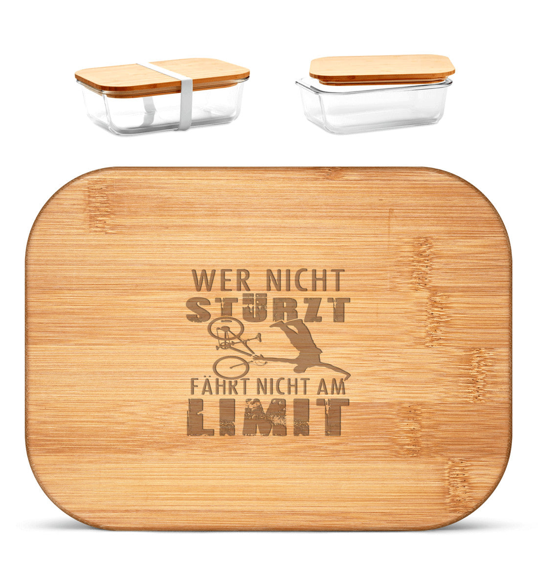 Wer nicht stürzt - fährt nicht am Limit - Brotdose mit Holzdeckel (Gravur) Default Title