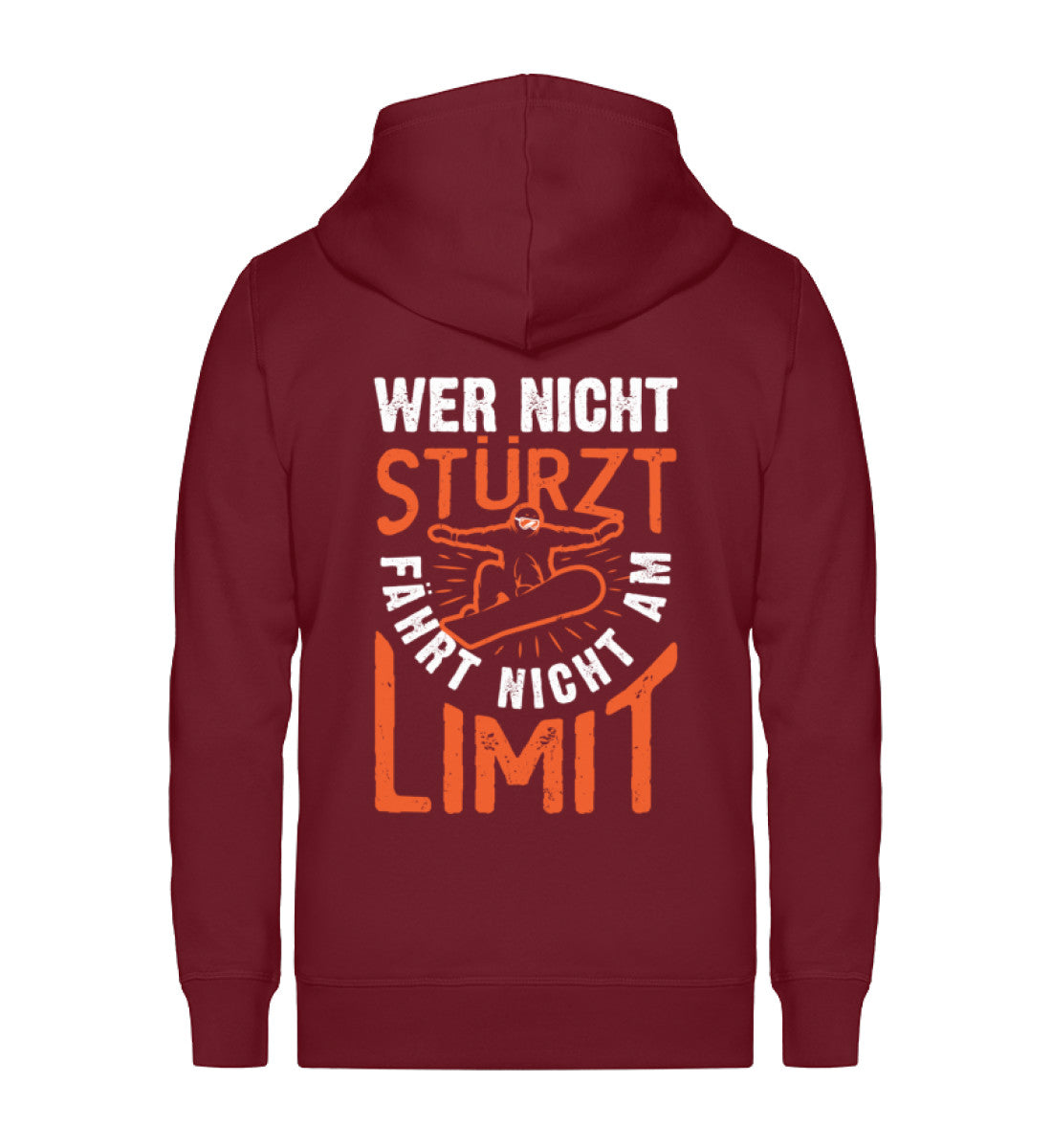 Wer nicht Stürzt fährt nicht am Limit ~ - Unisex Premium Organic Sweatjacke Weinrot