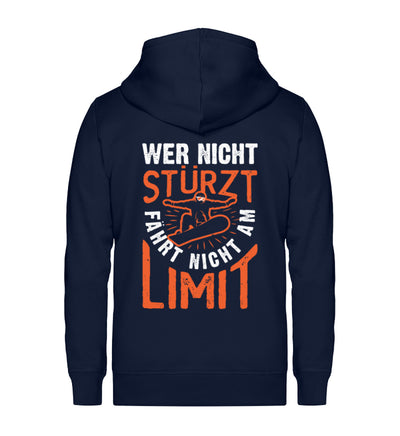 Wer nicht Stürzt fährt nicht am Limit ~ - Unisex Premium Organic Sweatjacke Navyblau