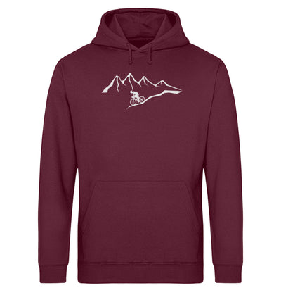 Berge und Biker - Unisex Organic Hoodie berge mountainbike wandern Weinrot