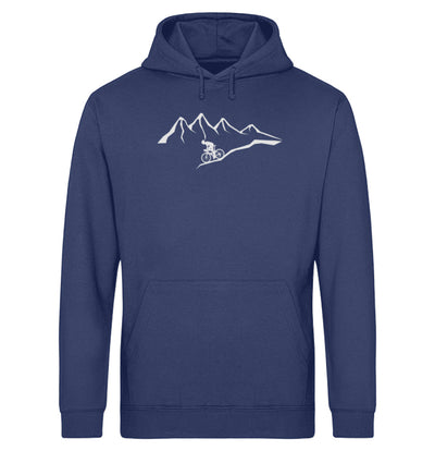 Berge und Biker - Unisex Organic Hoodie berge mountainbike wandern Navyblau