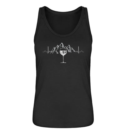 Herzschlag Berg und Wein - Damen Organic Tanktop berge wandern Schwarz