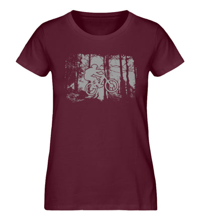 Mountainbiken im Wald - Damen Organic T-Shirt mountainbike Weinrot