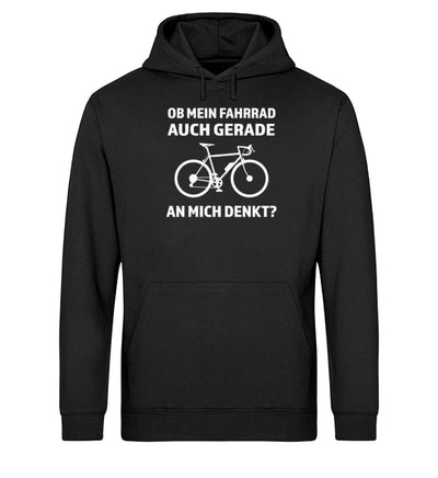 Ob mein Fahrrad gerade an mich denkt- Unisex Organic Hoodie fahrrad Schwarz