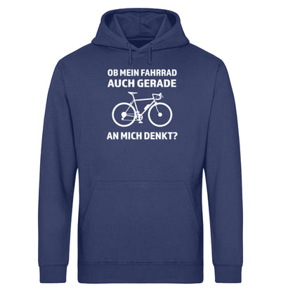 Ob mein Fahrrad gerade an mich denkt- Unisex Organic Hoodie fahrrad Navyblau