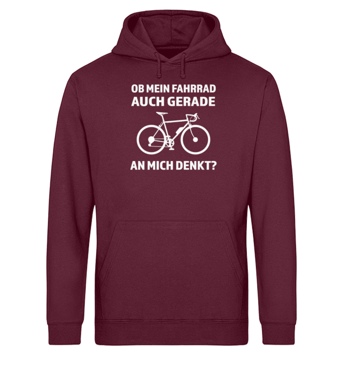 Ob mein Fahrrad gerade an mich denkt- Unisex Organic Hoodie fahrrad Weinrot