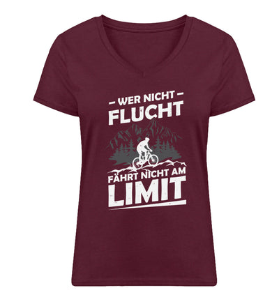 Wer nicht flucht wandert nicht am Limit - Damen Organic V-Neck Shirt fahrrad mountainbike Weinrot