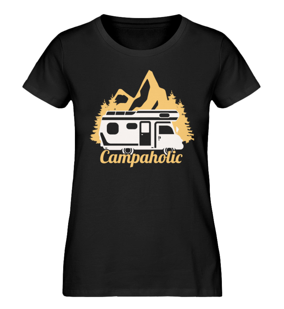 Campaholic. - Damen Organic T-Shirt camping Schwarz