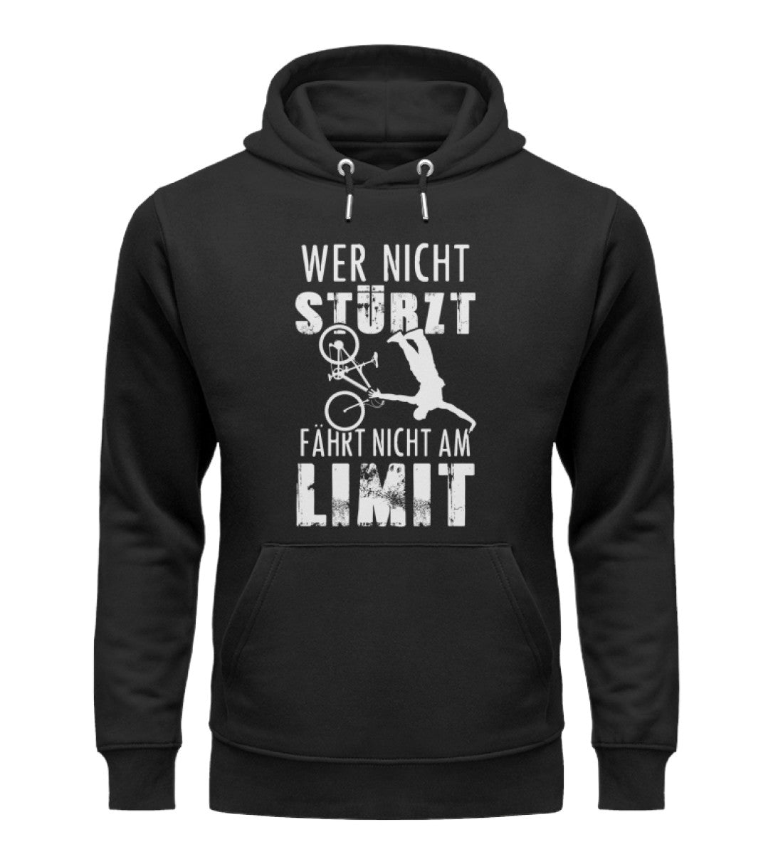 Wer nicht stürzt - fährt nicht am Limit - Unisex Premium Organic Hoodie Schwarz