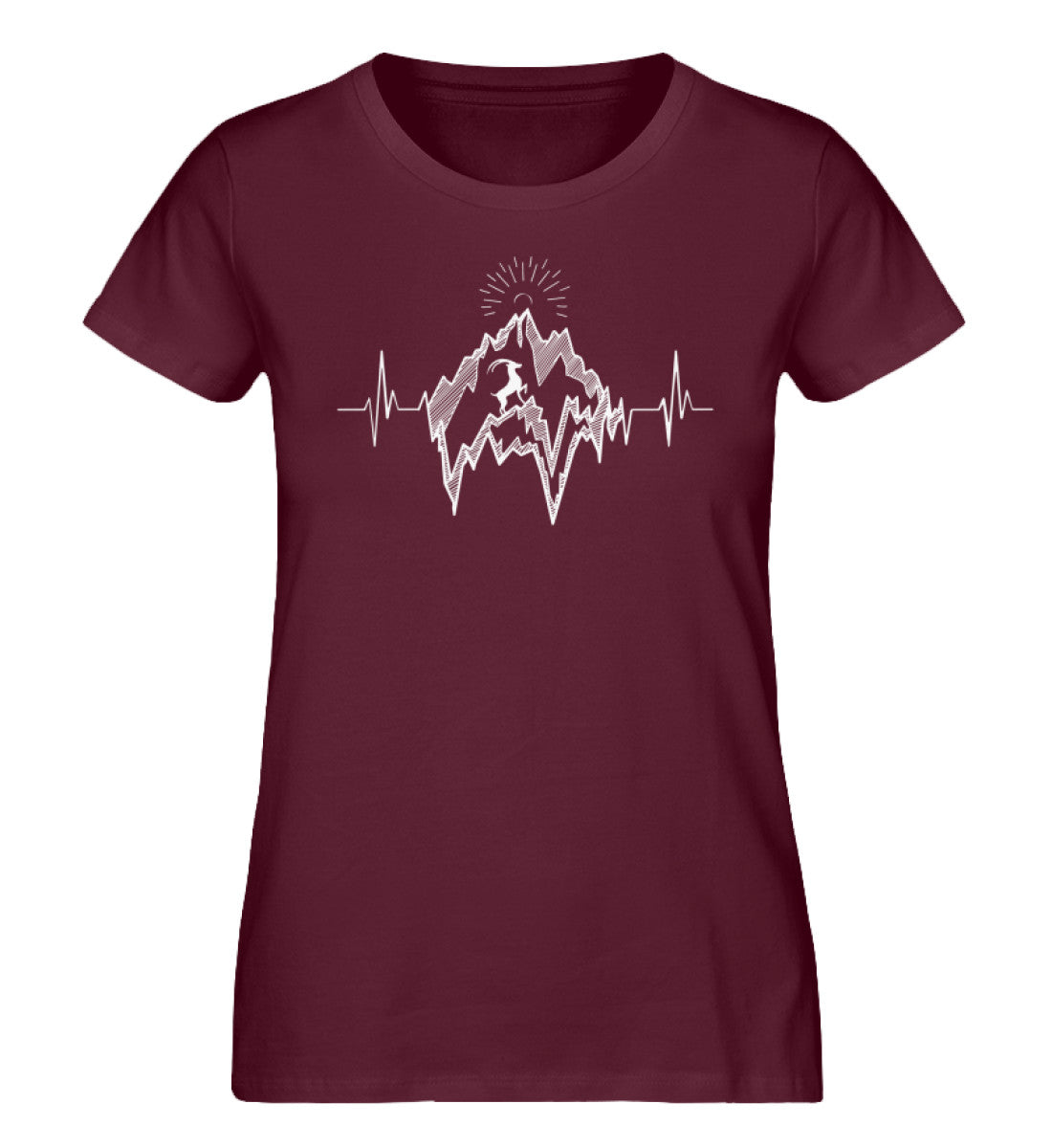 Herzschlag Alpensteinbock - Damen Organic T-Shirt berge Weinrot