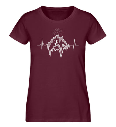 Herzschlag Alpensteinbock - Damen Organic T-Shirt berge Weinrot