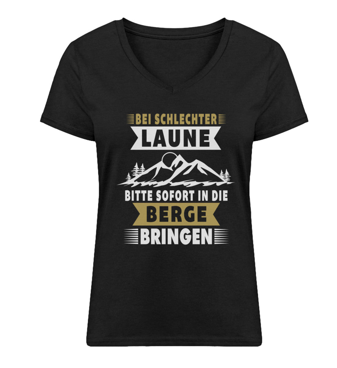 Bitte sofort in die Berg bringen - Damen Organic V-Neck Shirt berge wandern Schwarz