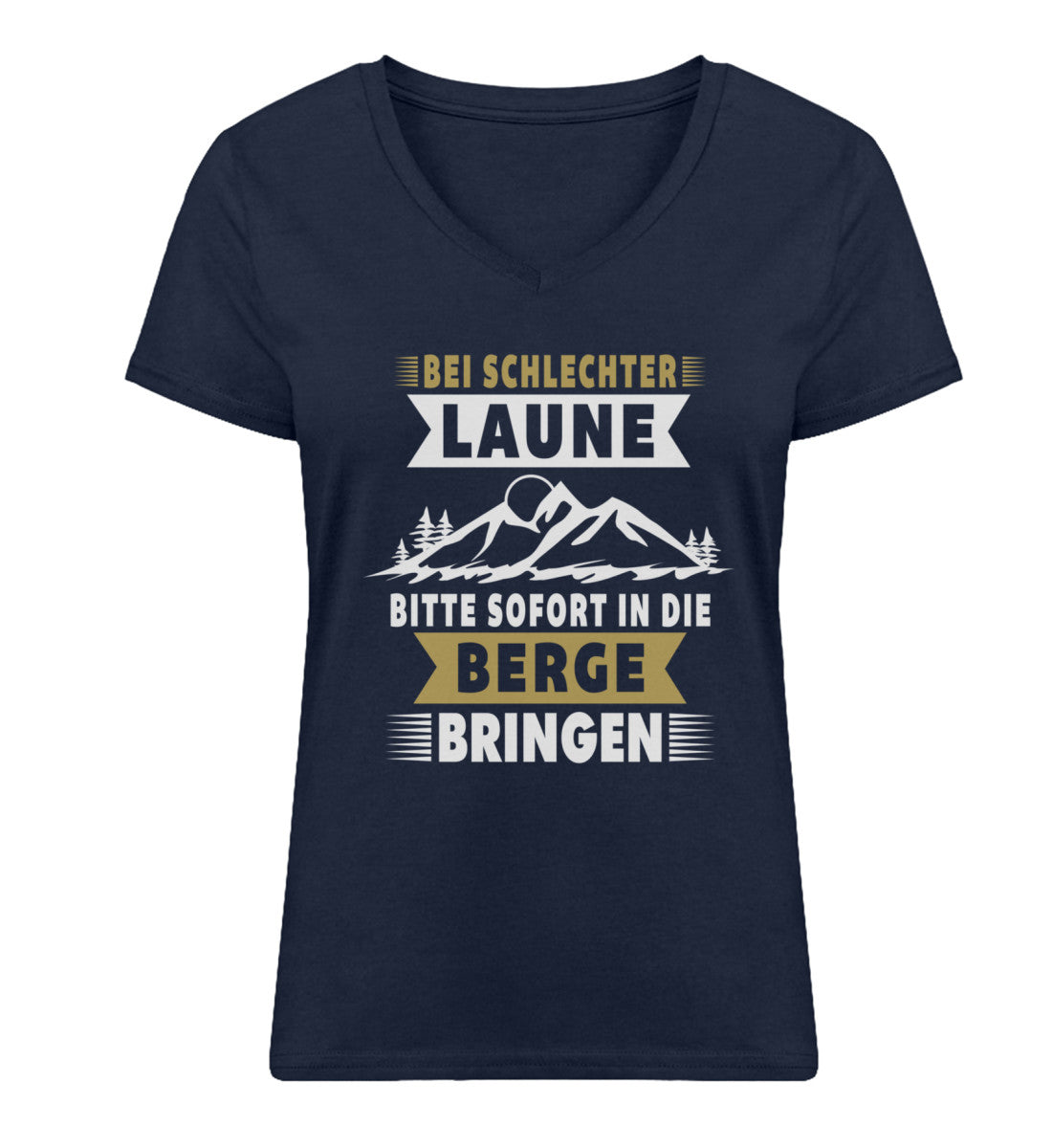 Bitte sofort in die Berg bringen - Damen Organic V-Neck Shirt berge wandern Navyblau