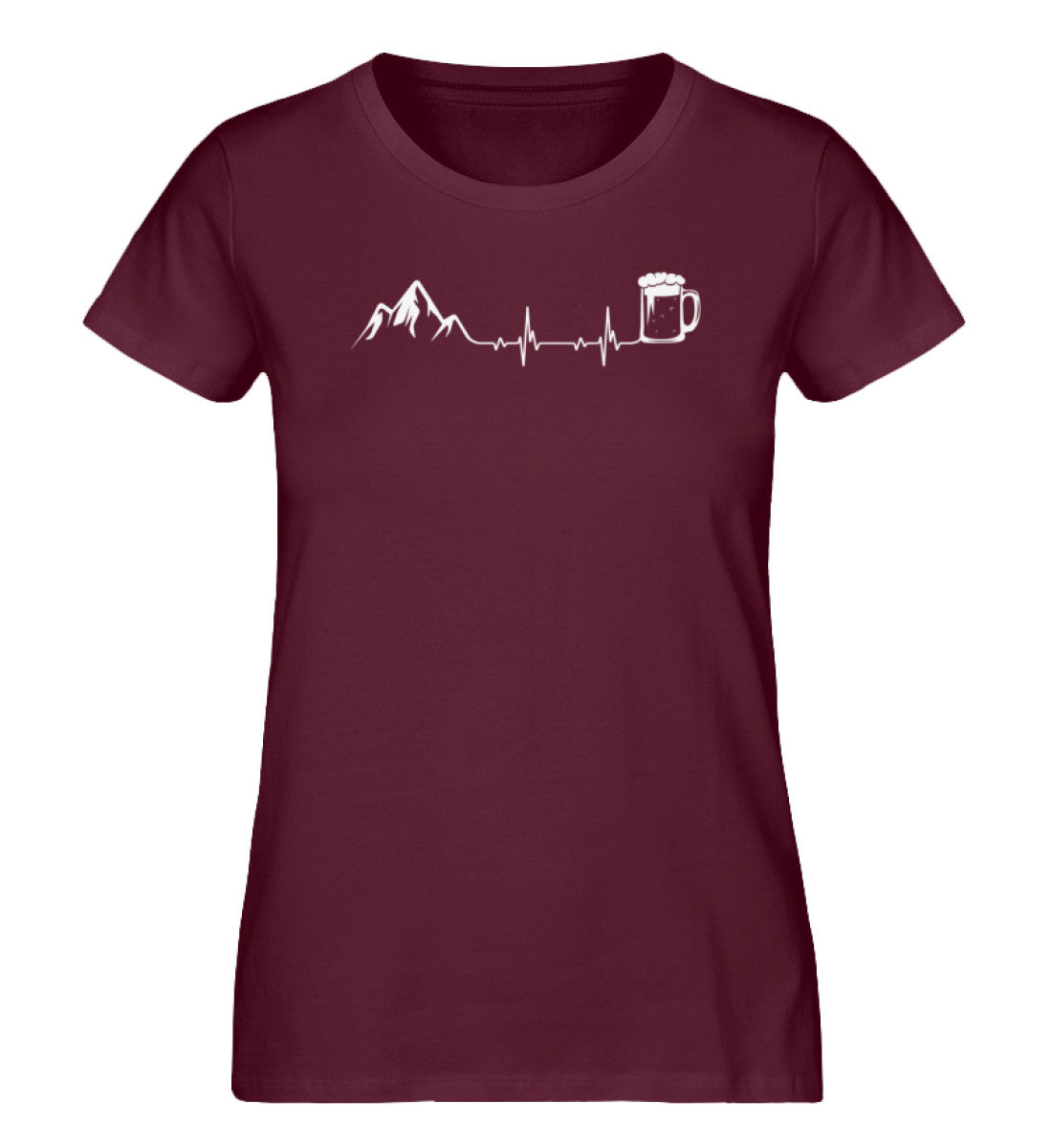 Berge und Bier - Damen Premium Organic T-Shirt berge klettern wandern Weinrot