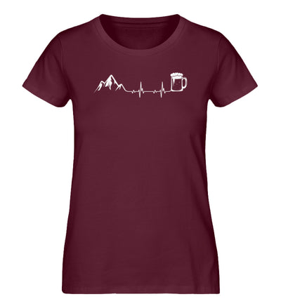 Berge und Bier - Damen Premium Organic T-Shirt berge klettern wandern Weinrot