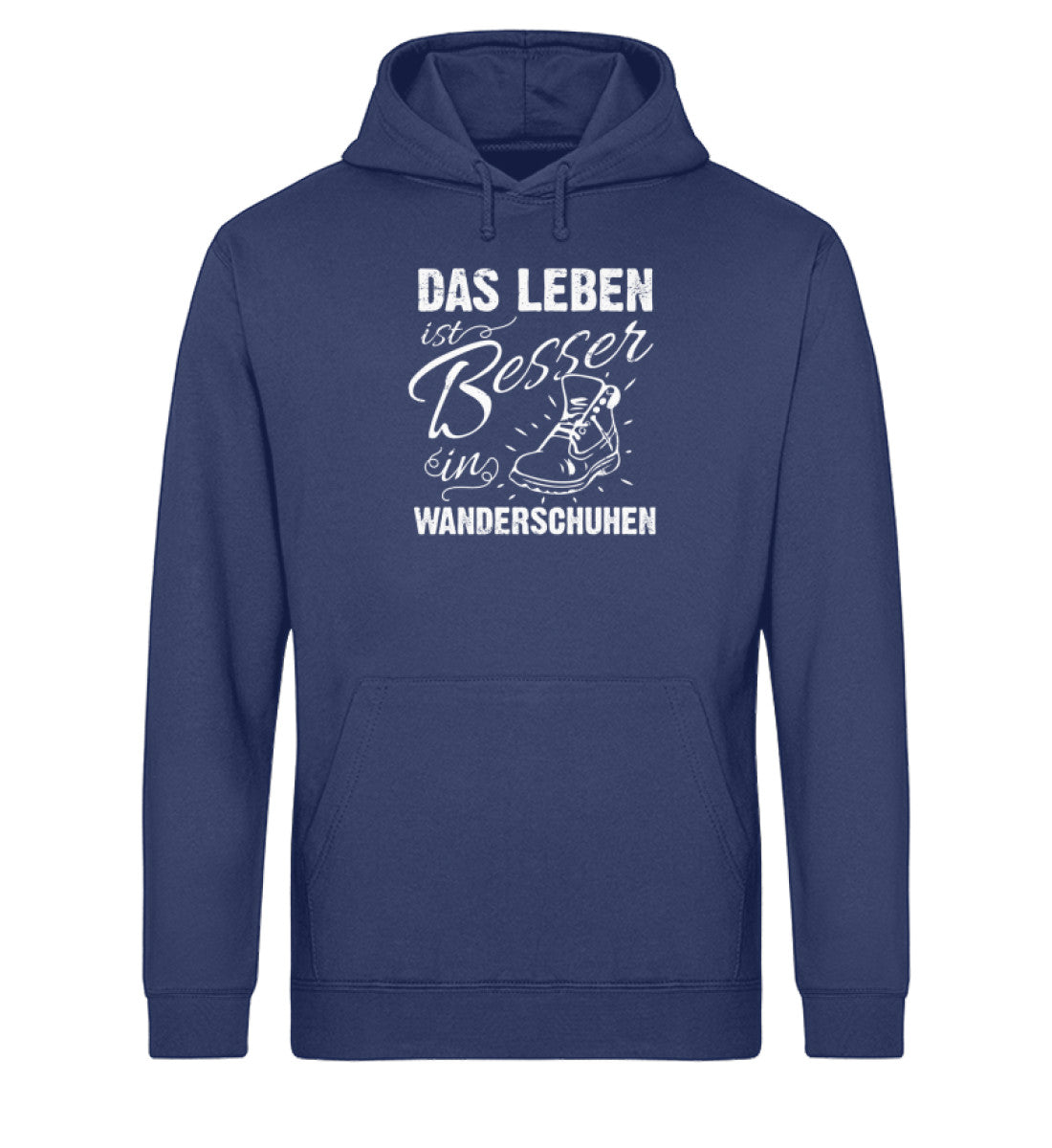 Leben besser in Wanderschuhen - Unisex Organic Hoodie wandern Navyblau