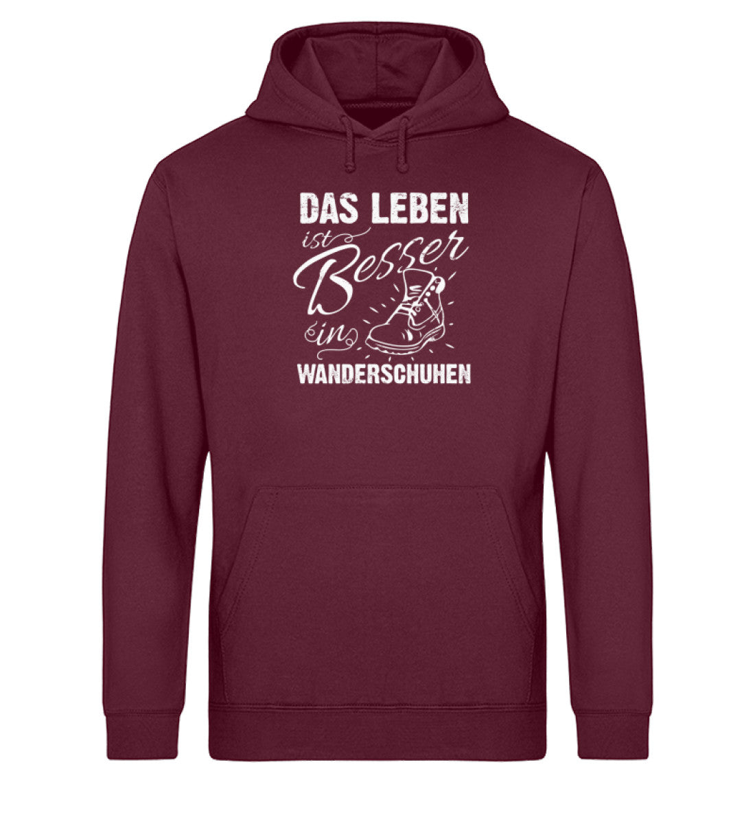 Leben besser in Wanderschuhen - Unisex Organic Hoodie wandern Weinrot