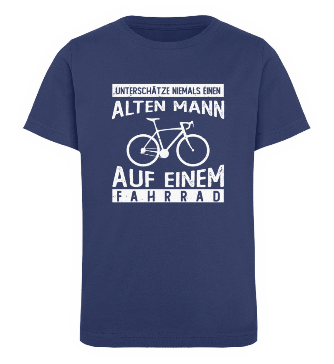 Alter Mann auf einem Fahrrad - Kinder Premium Organic T-Shirt fahrrad Navyblau