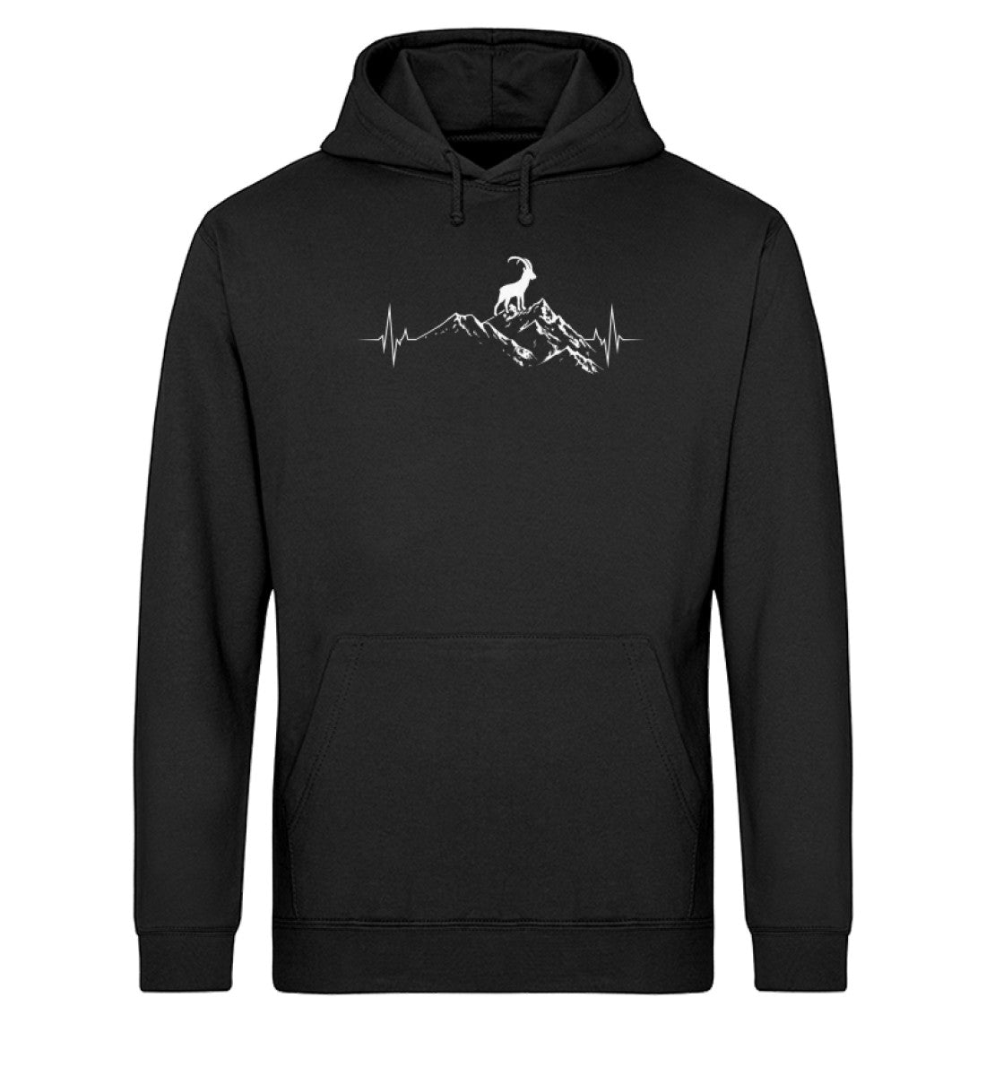 Herzschlag Berge und Steinbock - Unisex Organic Hoodie' berge wandern Schwarz