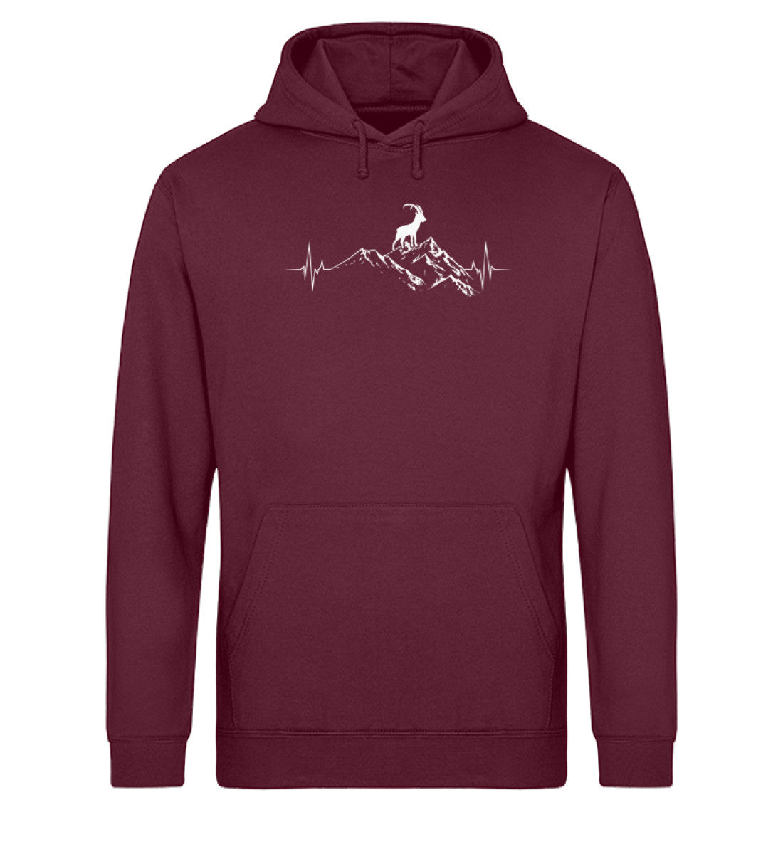 Herzschlag Berge und Steinbock - Unisex Organic Hoodie' berge wandern Weinrot