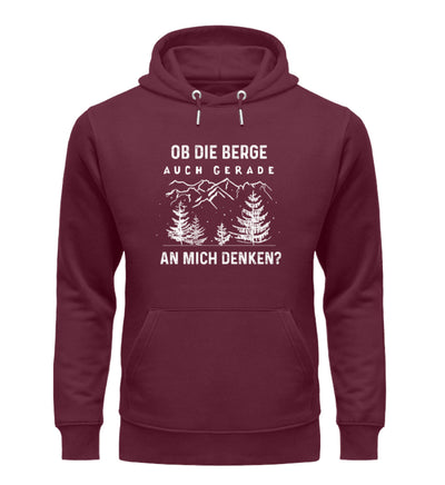 Ob die Berge auch gerade an mich denken - Unisex Premium Organic Hoodie berge Weinrot