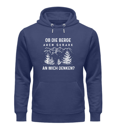 Ob die Berge auch gerade an mich denken - Unisex Premium Organic Hoodie berge Navyblau