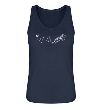 Herzschlag Berge und Wein - Damen Organic Tanktop berge wandern Navyblau