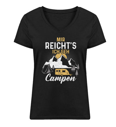 Mir reichts ich geh Campen - Damen Organic V-Neck Shirt camping Schwarz