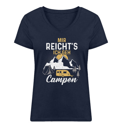 Mir reichts ich geh Campen - Damen Organic V-Neck Shirt camping Navyblau