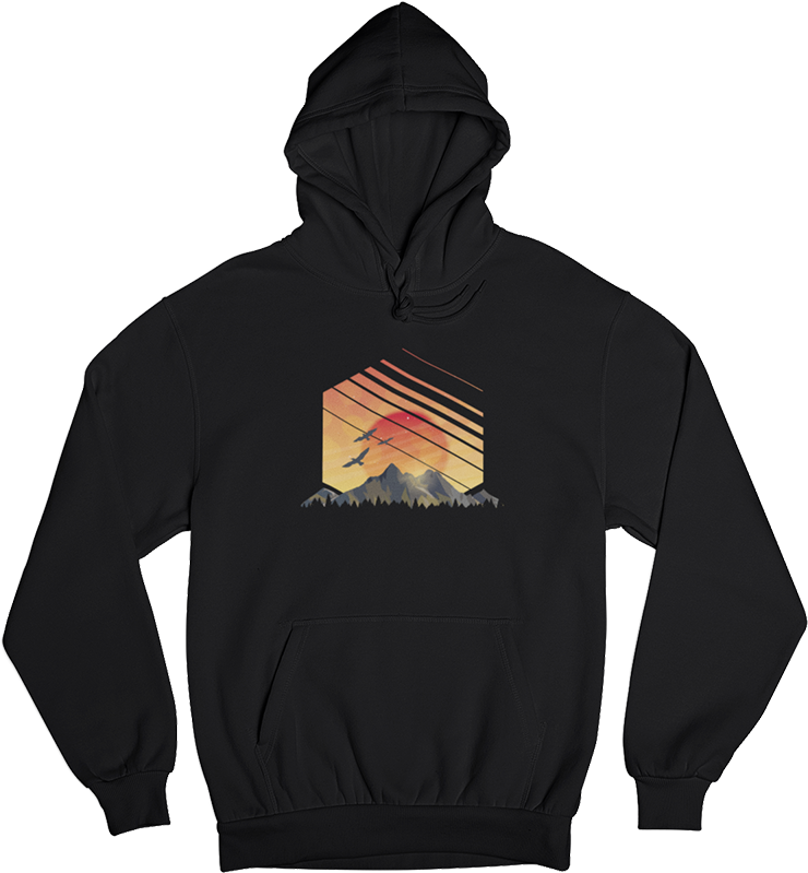 Sonnenaufgang Alpen - Unisex Organic Hoodie berge Schwarz