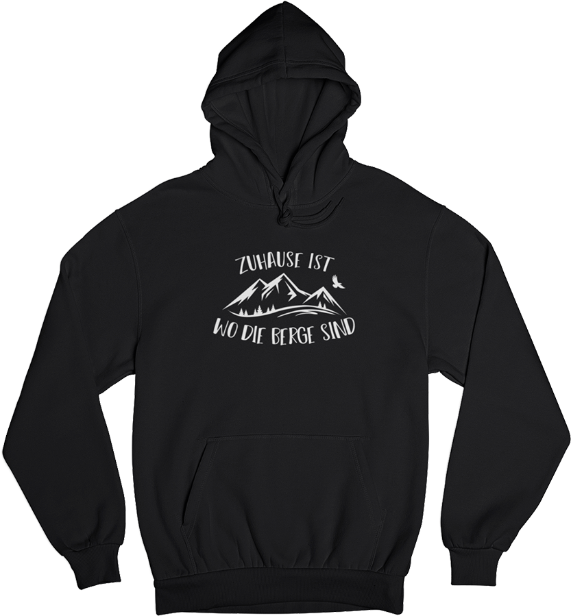 Zuhause ist wo die Berge sind - Unisex Organic Hoodie berge Schwarz