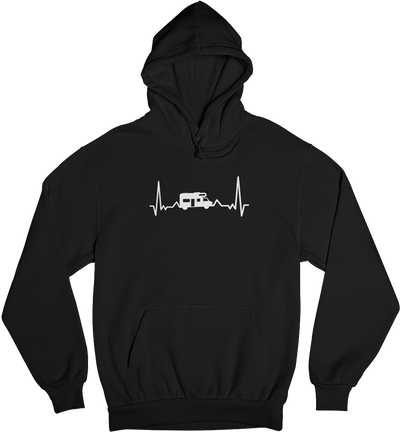 Herzschlag Camping - Unisex Organic Hoodie camping Schwarz