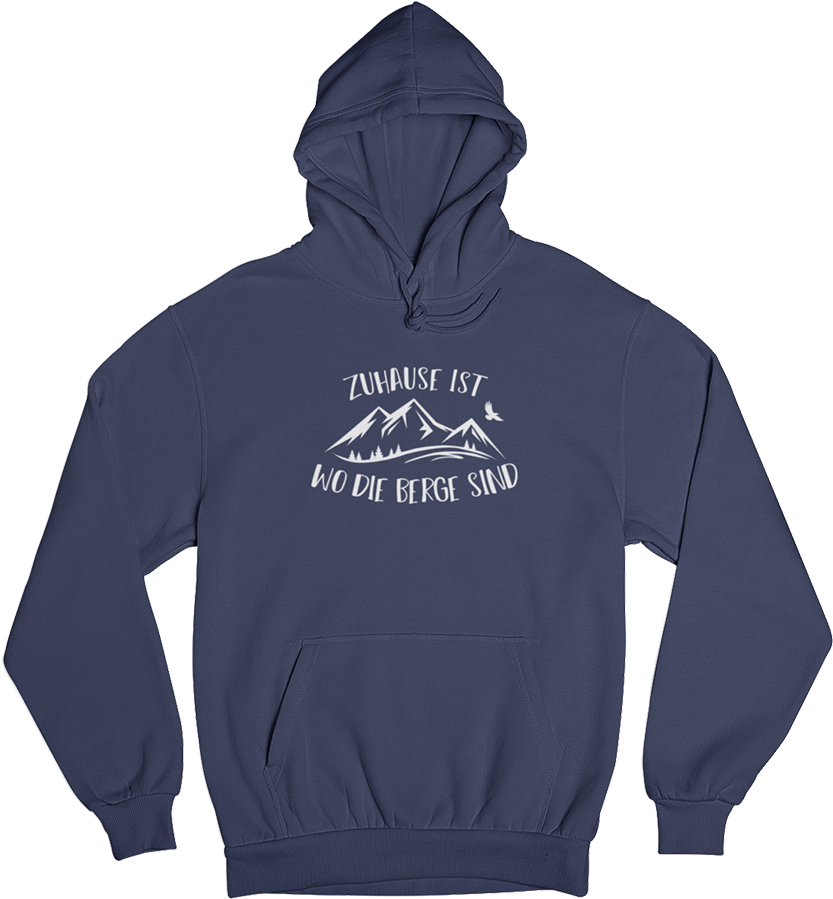 Zuhause ist wo die Berge sind - Unisex Organic Hoodie berge Navyblau