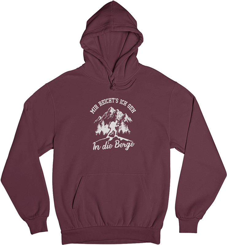 Mir reichts ich geh in die Berge - Unisex Organic Hoodie berge wandern Weinrot