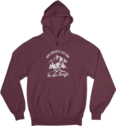 Mir reichts ich geh in die Berge - Unisex Organic Hoodie berge wandern Weinrot