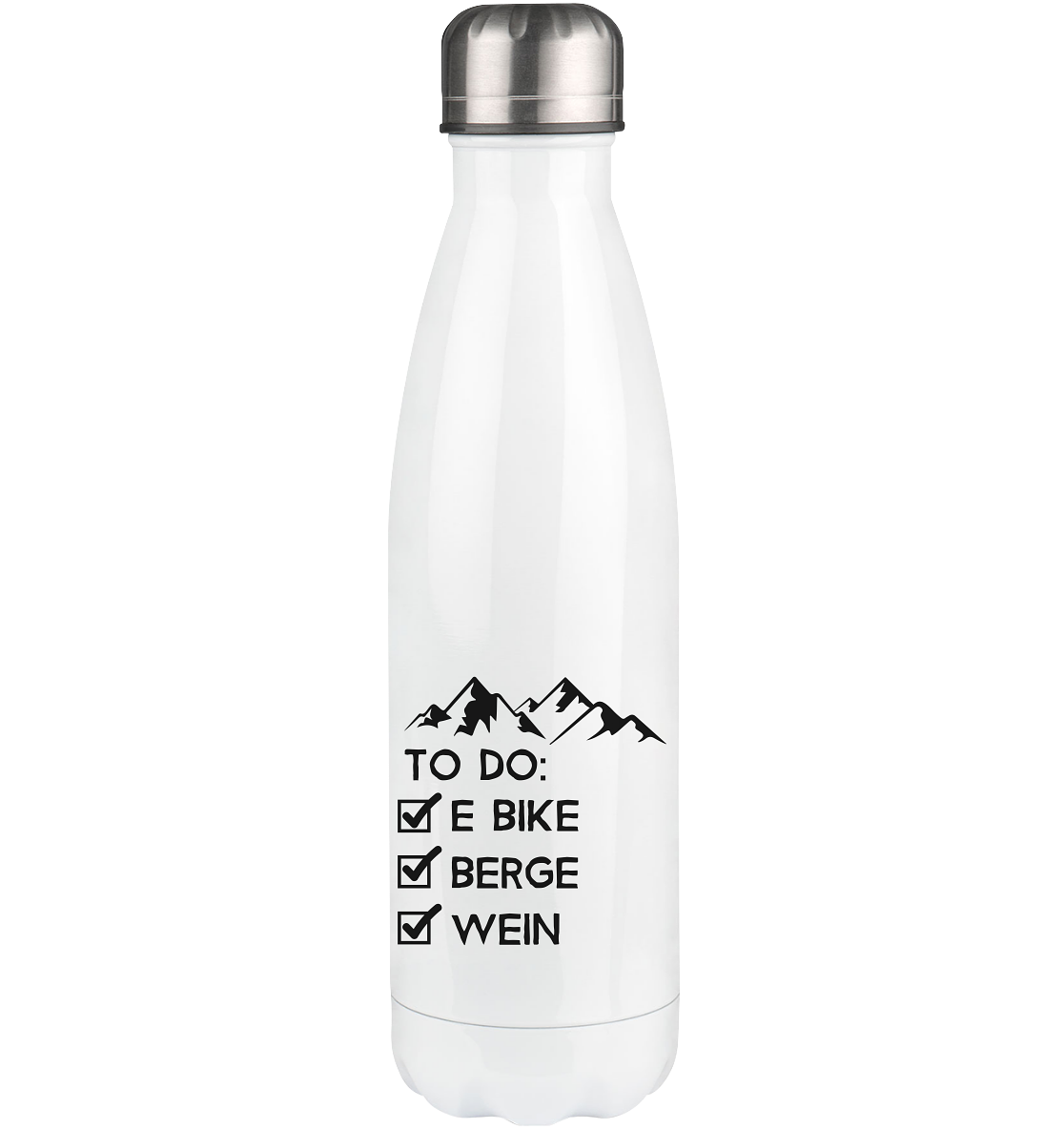 To Do Liste - E-Bike, Berge, Wein - Edelstahl Thermosflasche e-bike 500ml