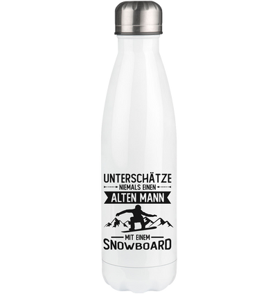 Unterschätze niemals einen Alter Mann mit einem Snowboard - Edelstahl Thermosflasche snowboarden 500ml