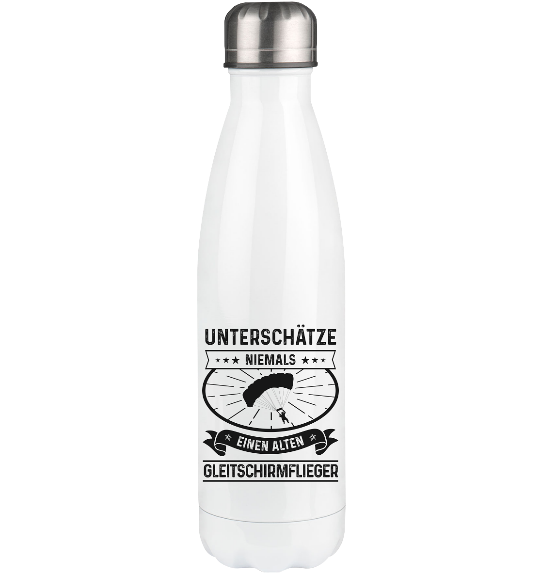 Unterschatze Niemals Einen Alten Gleitschirmflieger - Edelstahl Thermosflasche berge 500ml