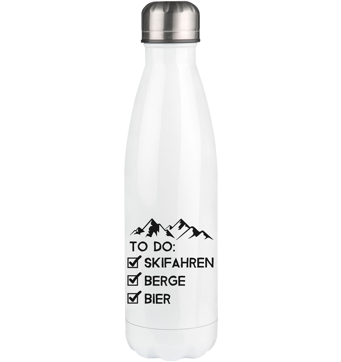 To Do Liste - Skifahren, Berge, Bier - Edelstahl Thermosflasche klettern ski 500ml