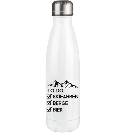 To Do Liste - Skifahren, Berge, Bier - Edelstahl Thermosflasche klettern ski 500ml