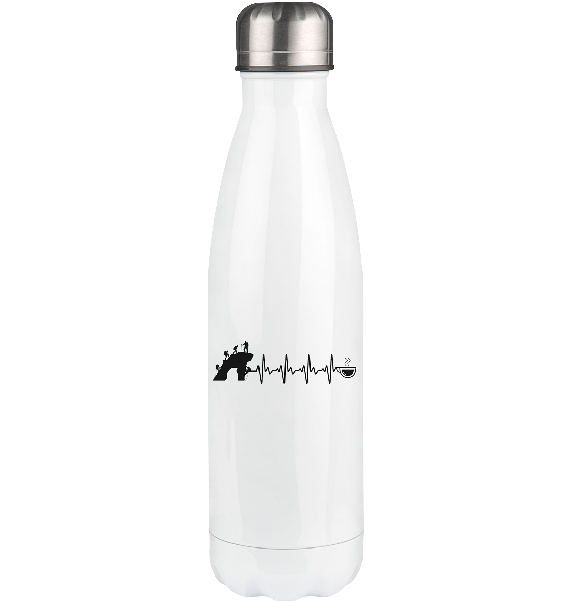 Heartbeat Coffee and Climbing - Edelstahl Thermosflasche klettern 500ml