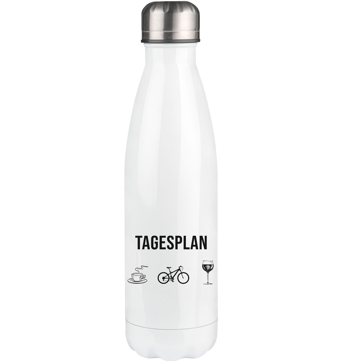 Tagesplan Kaffee, Fahrrad und Wein - Edelstahl Thermosflasche fahrrad mountainbike 500ml