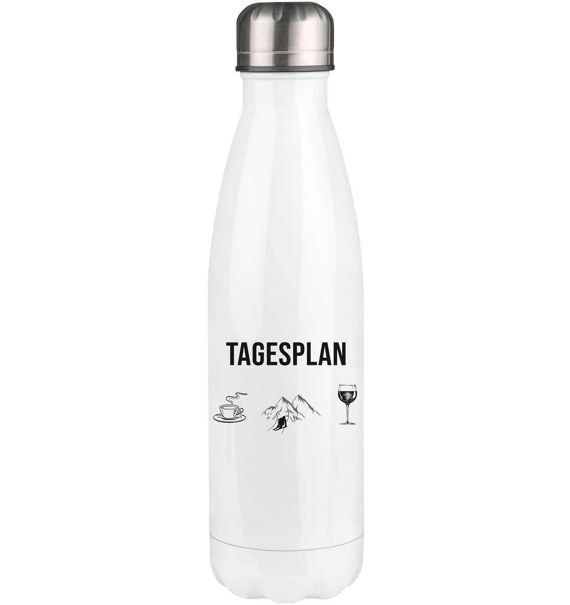 Tagesplan Kaffee, Ski und Wein - Edelstahl Thermosflasche klettern ski 500ml