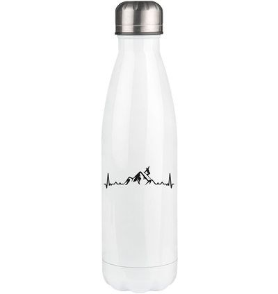 Heartbeat Mountain and Skiing - Edelstahl Thermosflasche klettern ski 500ml