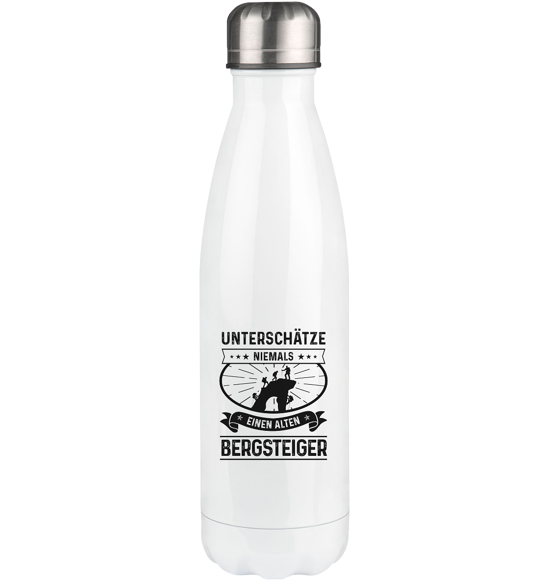 Unterschatze Niemals Einen Alten Bergsteiger - Edelstahl Thermosflasche klettern 500ml