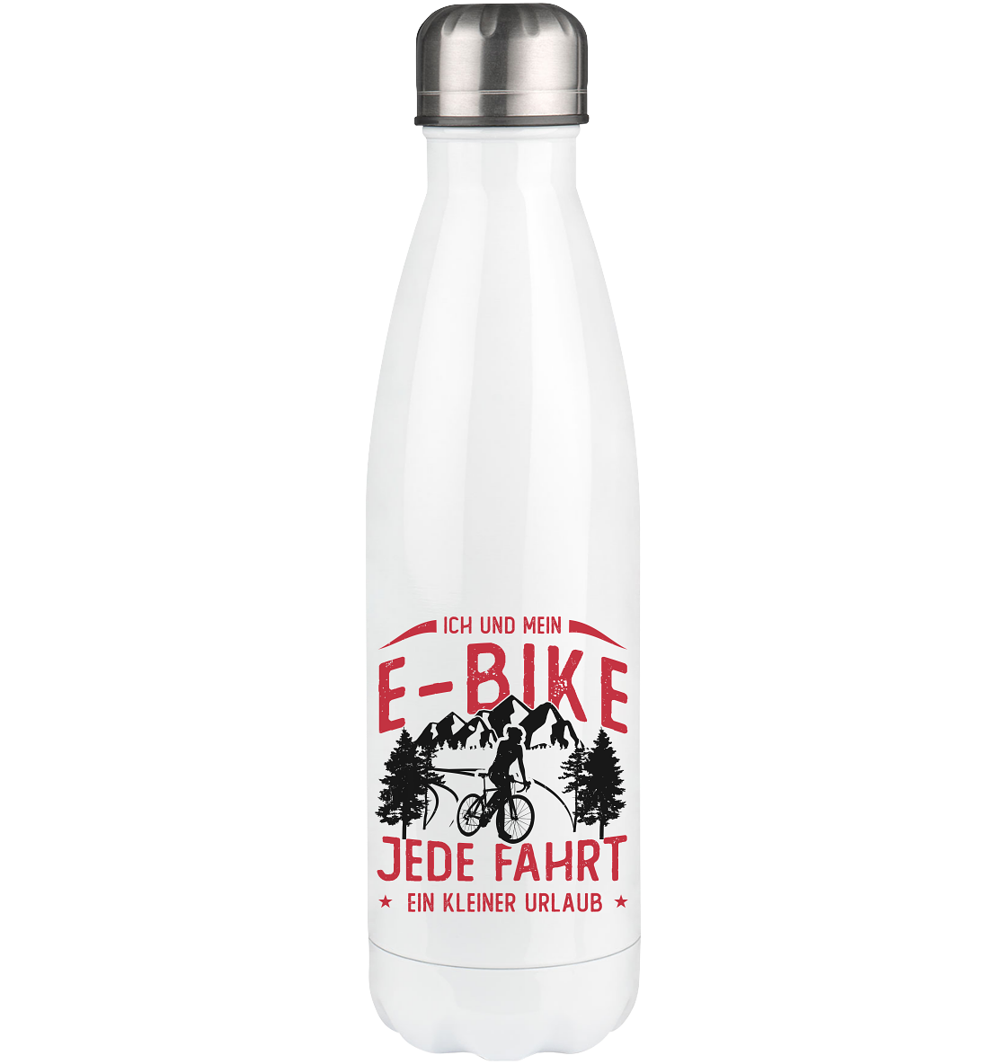 Ich & mein E-Bike, Jede Fahrt ein Urlaub - Edelstahl Thermosflasche e-bike 500ml