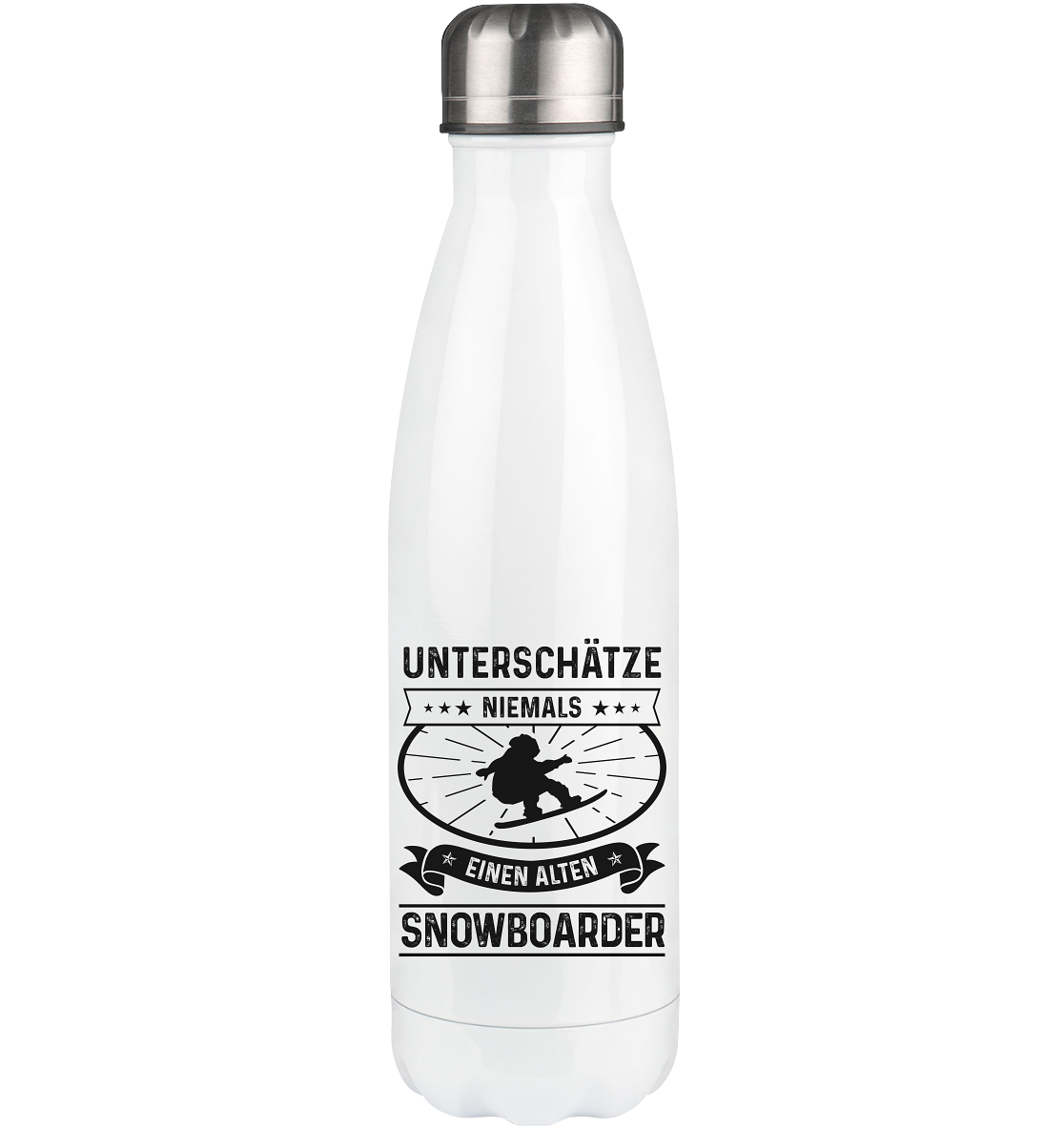 Unterschatze Niemals Einen Alten Snowboarder - Edelstahl Thermosflasche snowboarden 500ml